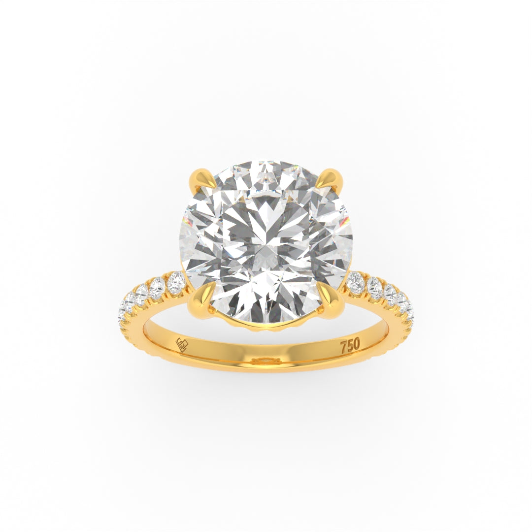 Chloé Round Cut Diamond Engagement Ring with Diamond Hidden Halo and Diamond Band