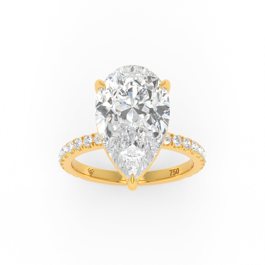 Chloé Pear Cut Diamond Engagement Ring with Diamond Hidden Halo and Diamond Band