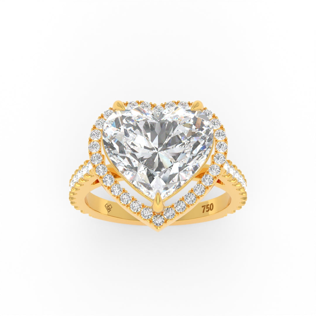 Bella Heart Cut Diamond Engagement Ring with Diamond Halo & Diamond Band