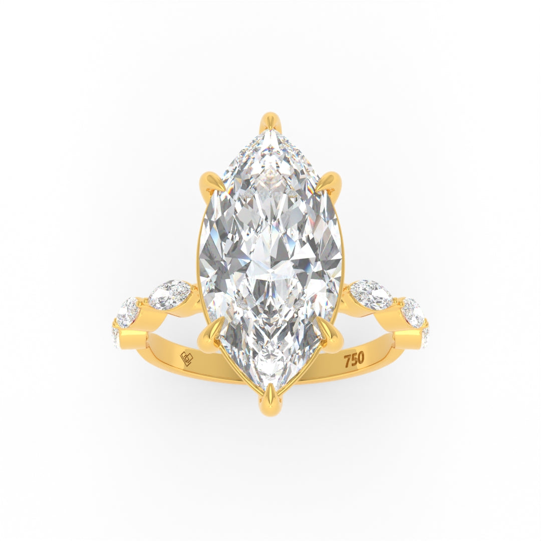 Kasandra Marquise Cut Diamond Engagement Ring With A Marquise Cut Diamond Band