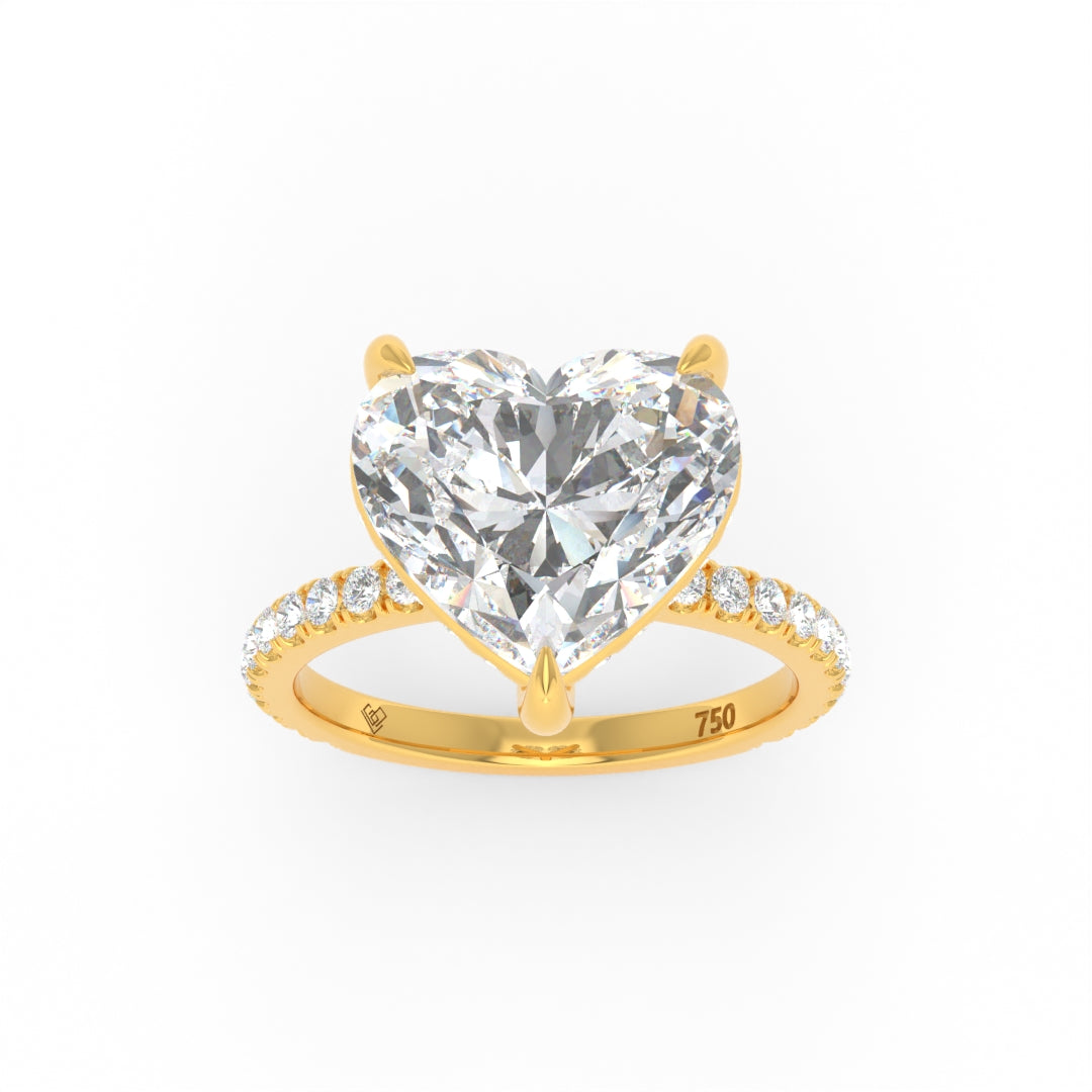 Chloé Heart Cut Diamond Engagement Ring with Diamond Hidden Halo and Diamond Band