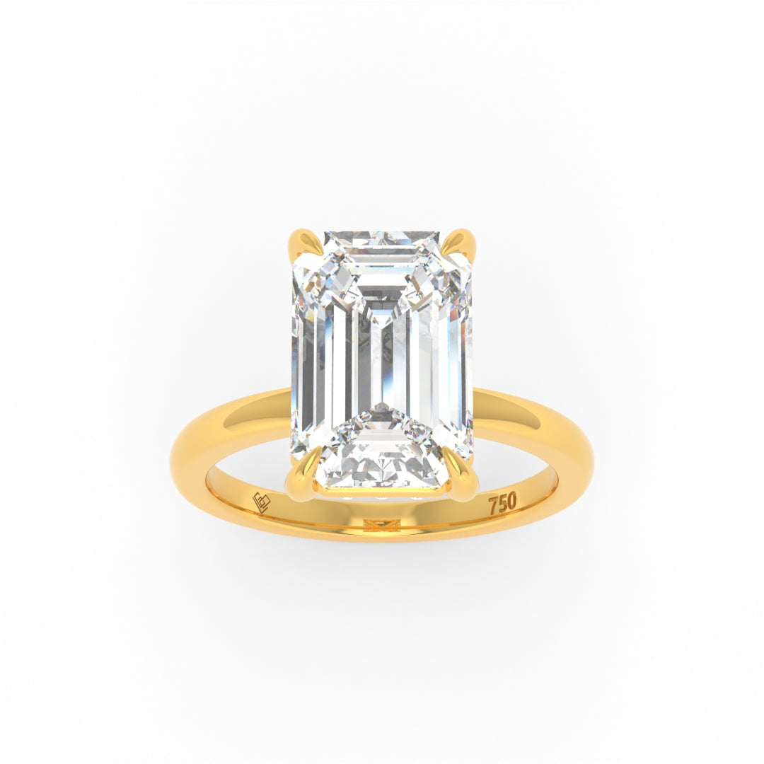 Léa Emerald Cut Diamond With Hidden Halo Engagement Ring