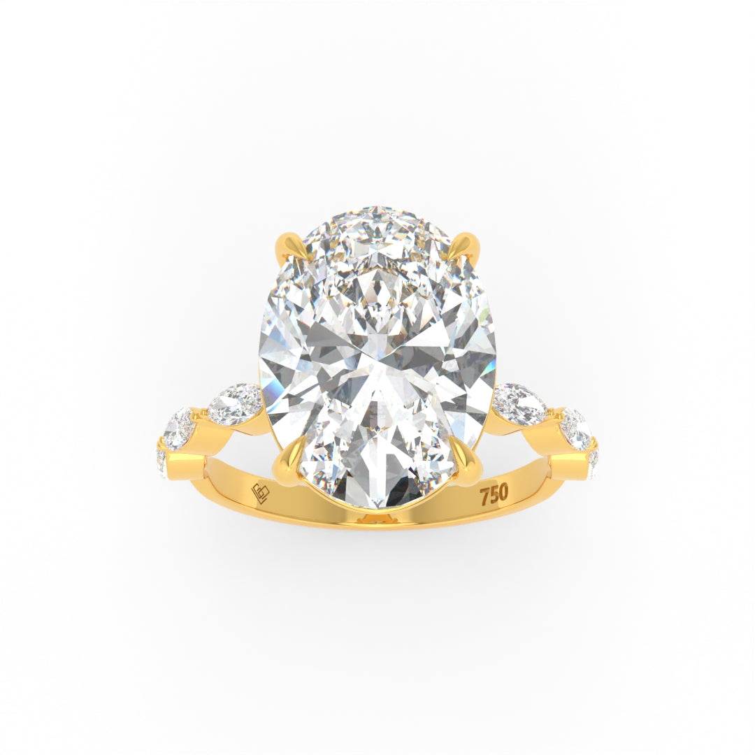 Kasandra Oval Cut Diamond Engagement Ring With A Marquise Cut Diamond Band