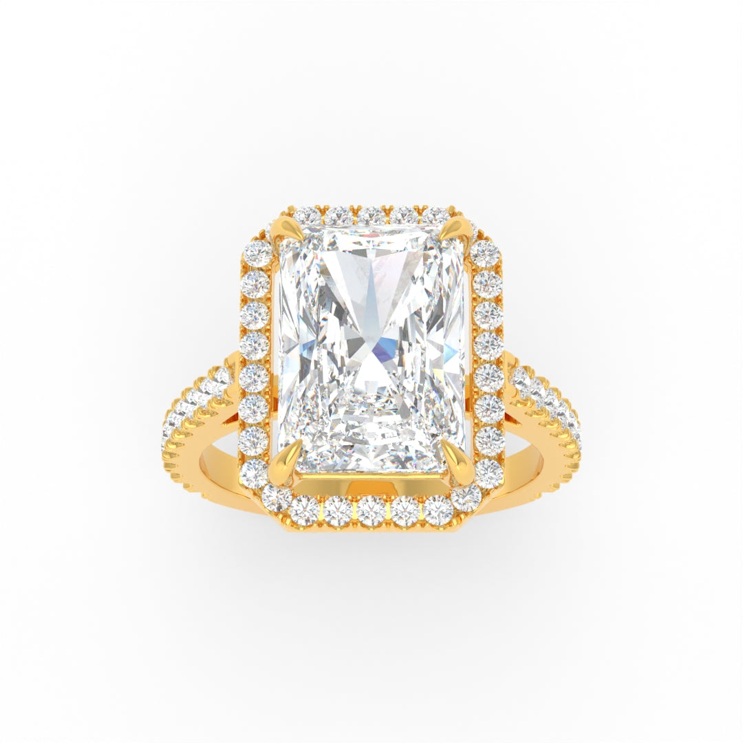 Bella Radiant Cut Diamond Engagement Ring with Diamond Halo & Diamond Band