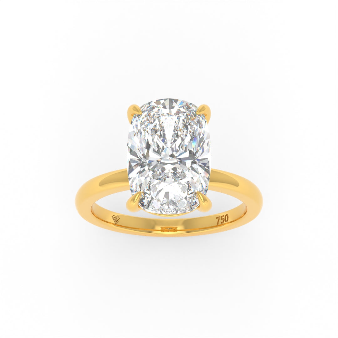 Noémie Solitaire Cushion Cut With Diamond Engagement Ring