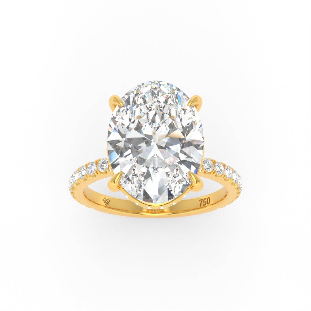 Chloé Oval Cut Diamond Engagement Ring with Diamond Hidden Halo and Diamond Band