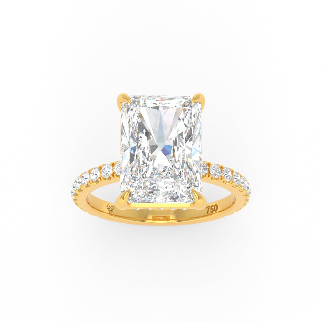 Chloé Radiant Cut Diamond Engagement Ring with Diamond Hidden Halo and Diamond Band