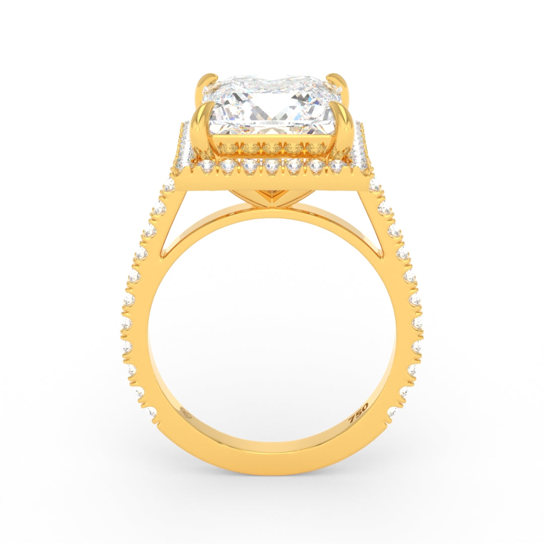 Bella Princess Cut Diamond Engagement Ring with Diamond Halo & Diamond Band