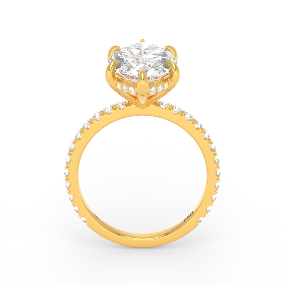 Chloé Marquise Cut Diamond Engagement Ring with Diamond Hidden Halo and Diamond Band