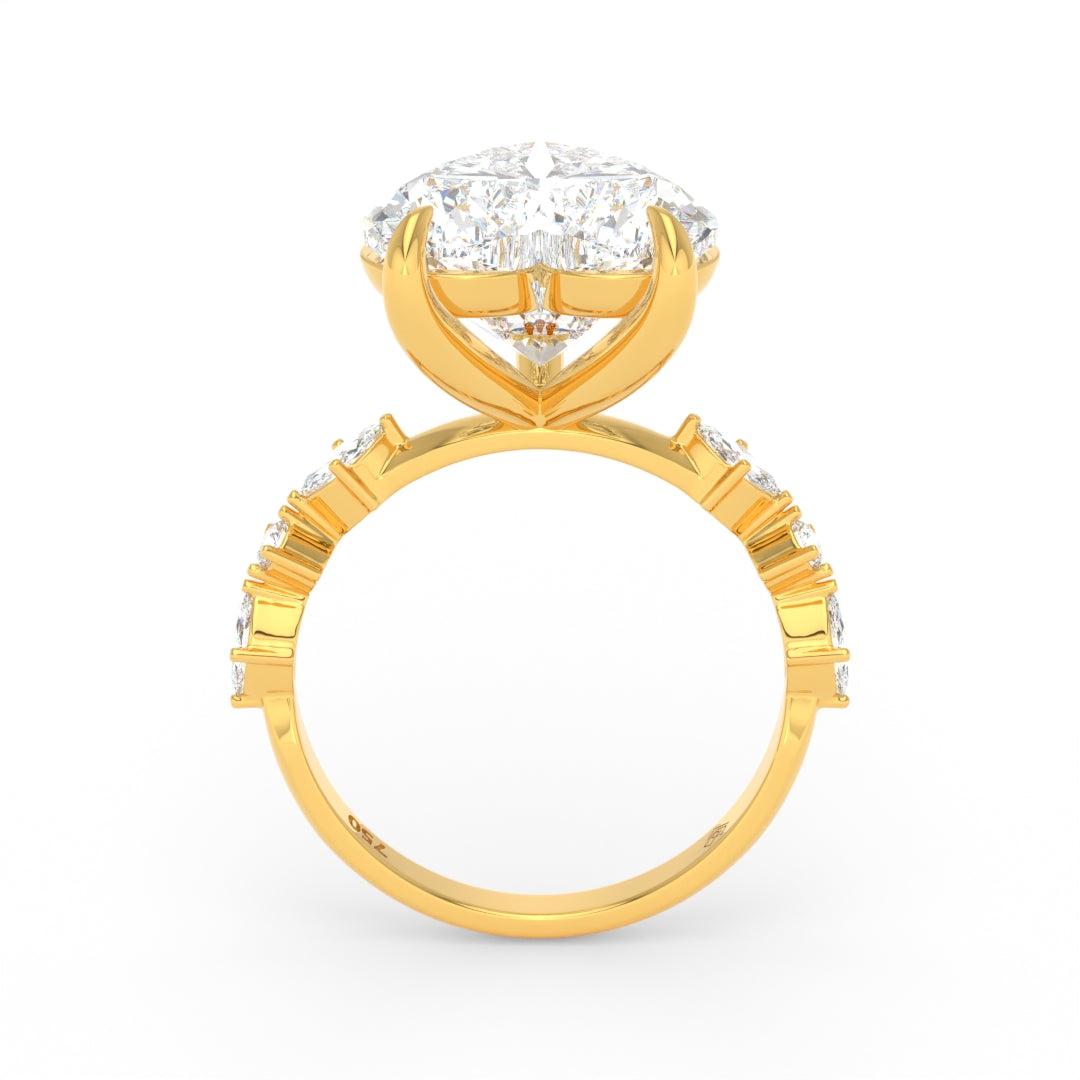 Elizabeth Heart Cut Diamond Engagement Ring With A Marquise and Round Cut Diamond Band