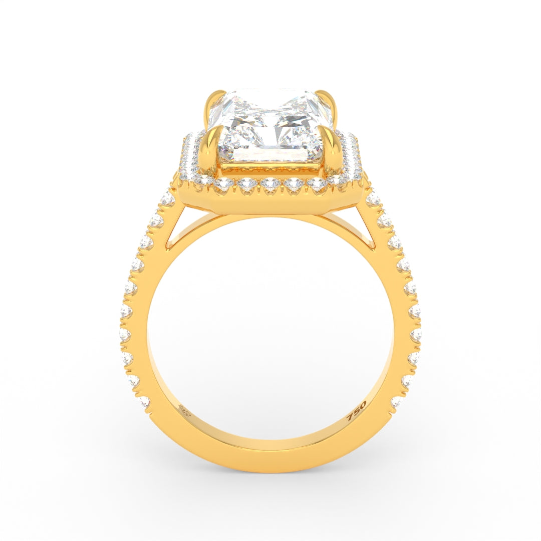 Bella Radiant Cut Diamond Engagement Ring with Diamond Halo & Diamond Band