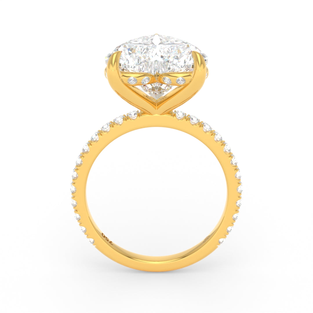 Chloé Heart Cut Diamond Engagement Ring with Diamond Hidden Halo and Diamond Band