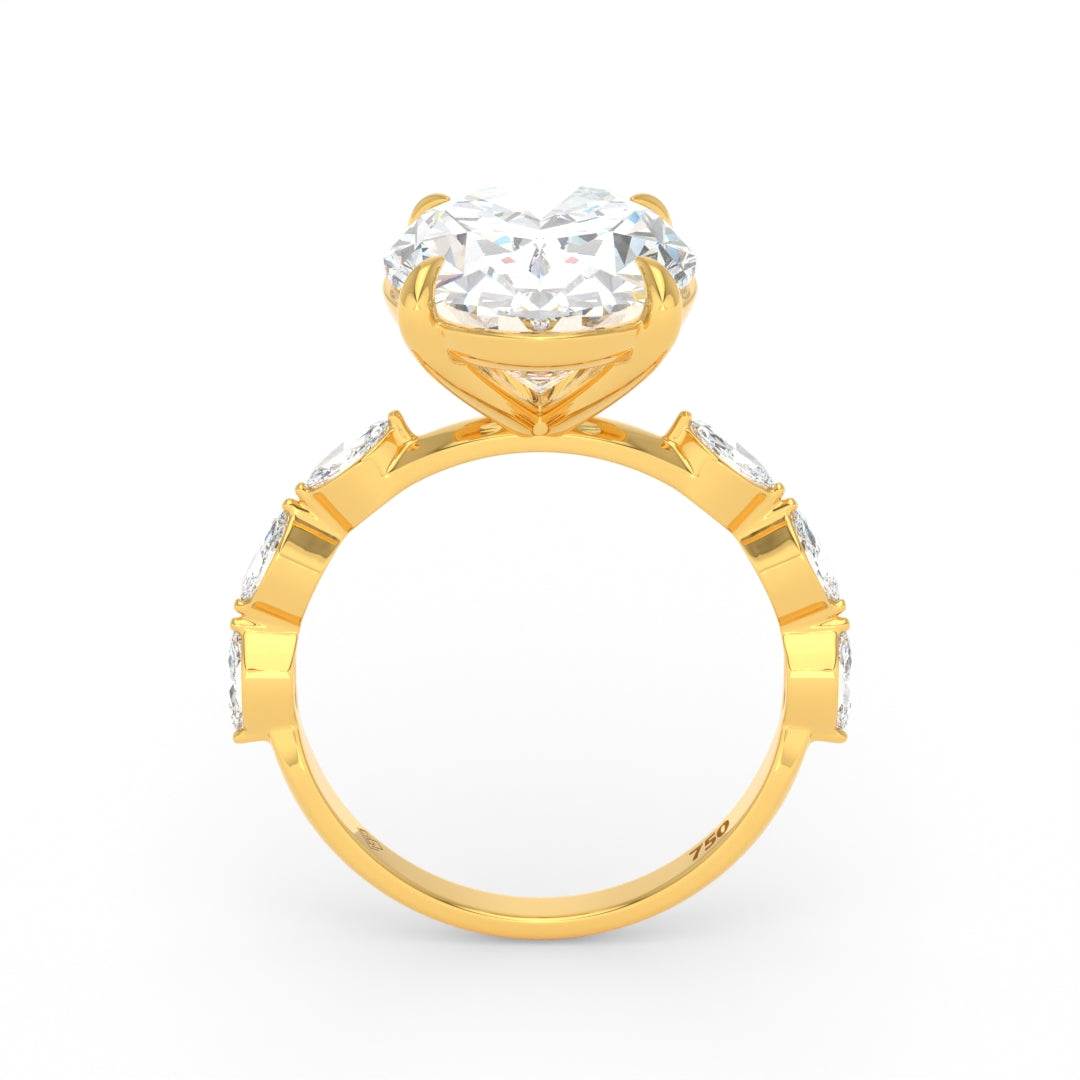 Kasandra Oval Cut Diamond Engagement Ring With A Marquise Cut Diamond Band