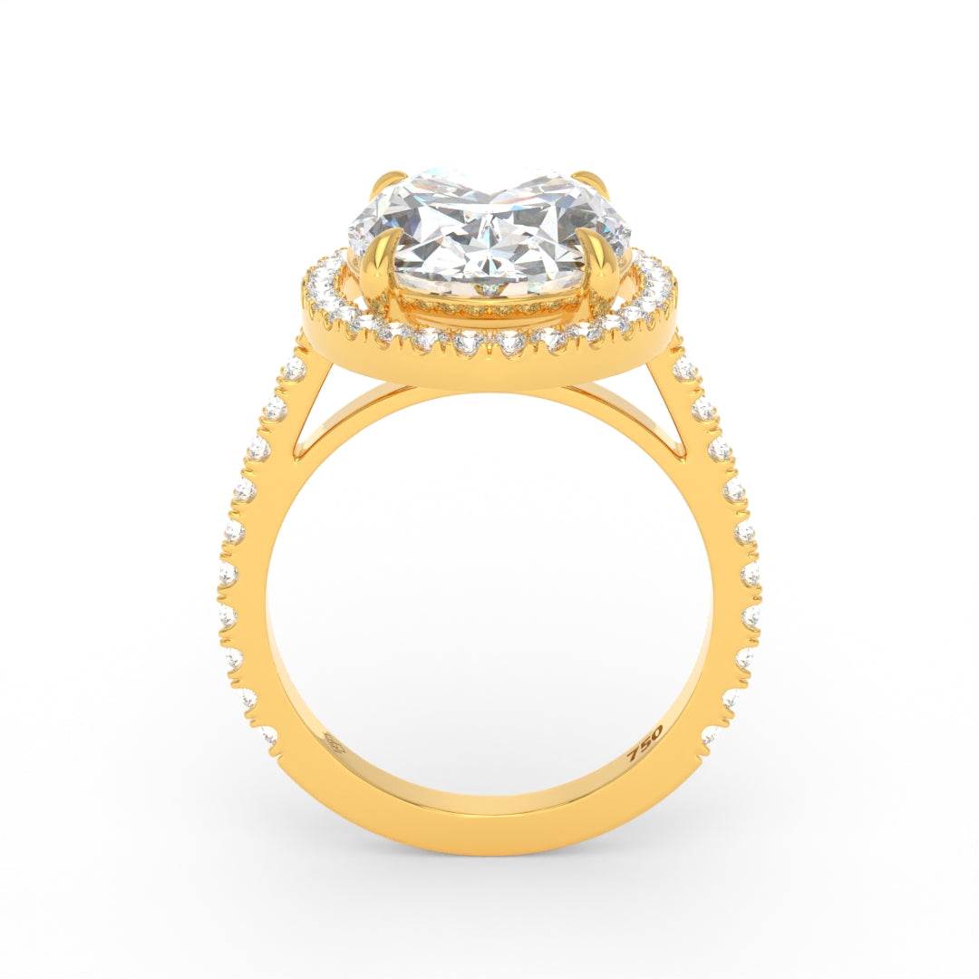 Bella Oval Cut Diamond Engagement Ring with Diamond Halo & Diamond Band