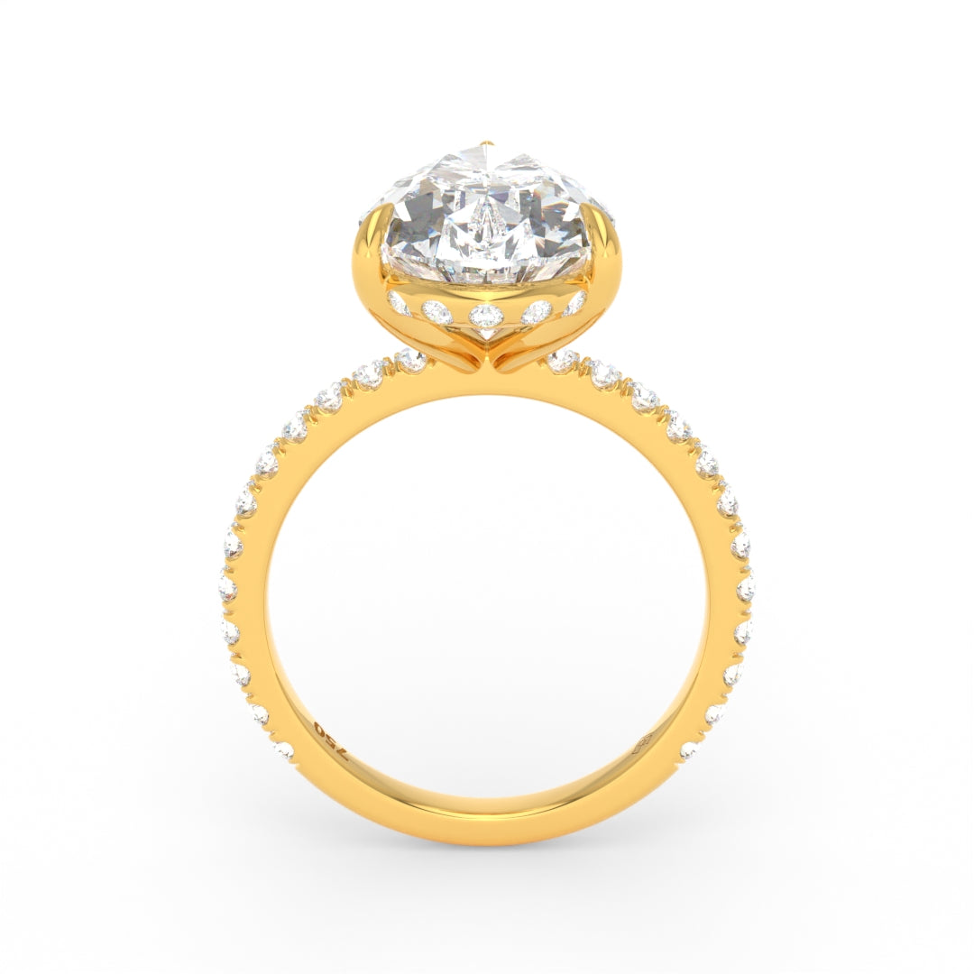Chloé Pear Cut Diamond Engagement Ring with Diamond Hidden Halo and Diamond Band