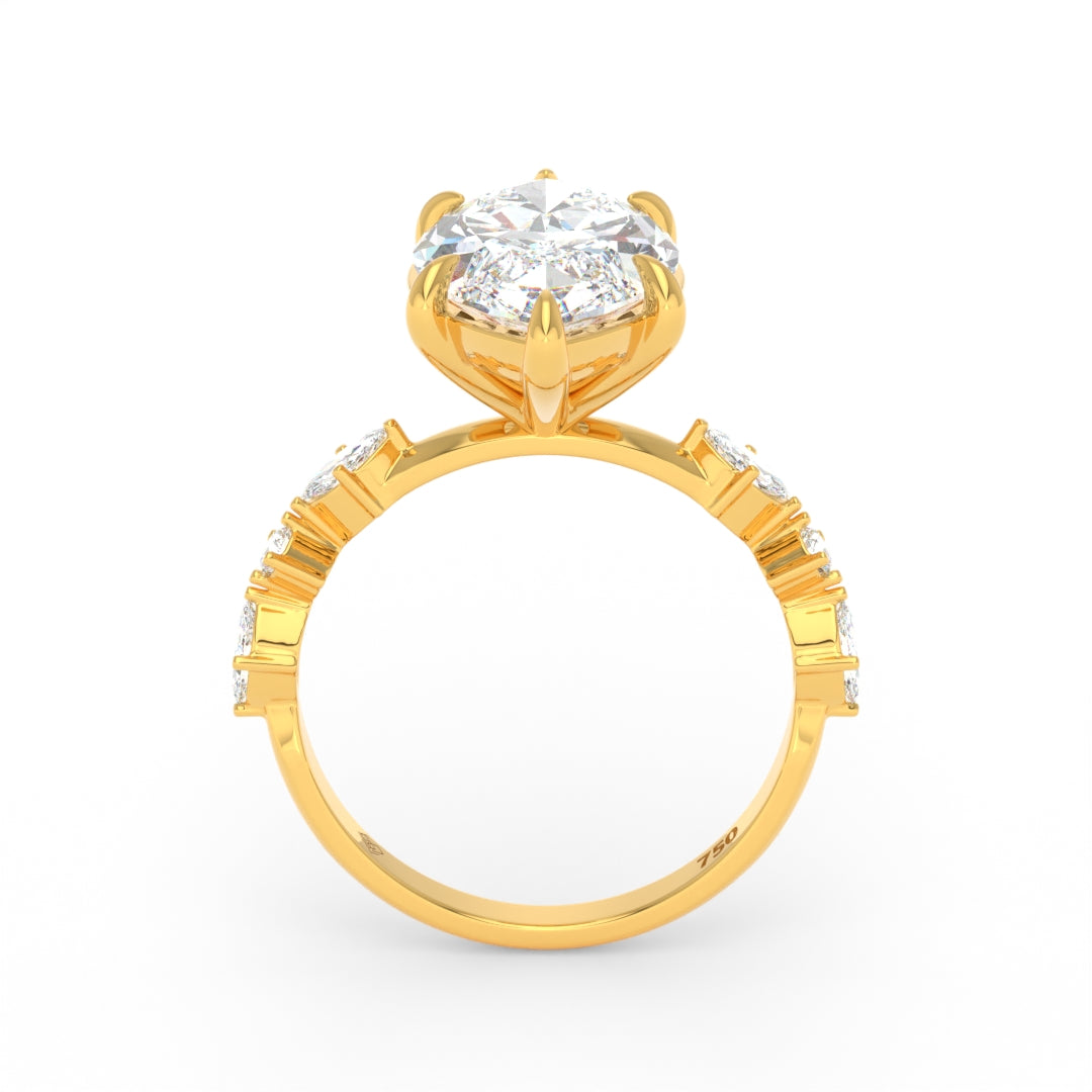 Elizabeth Marquise Cut Diamond Engagement Ring With A Marquise and Round Cut Diamond Band