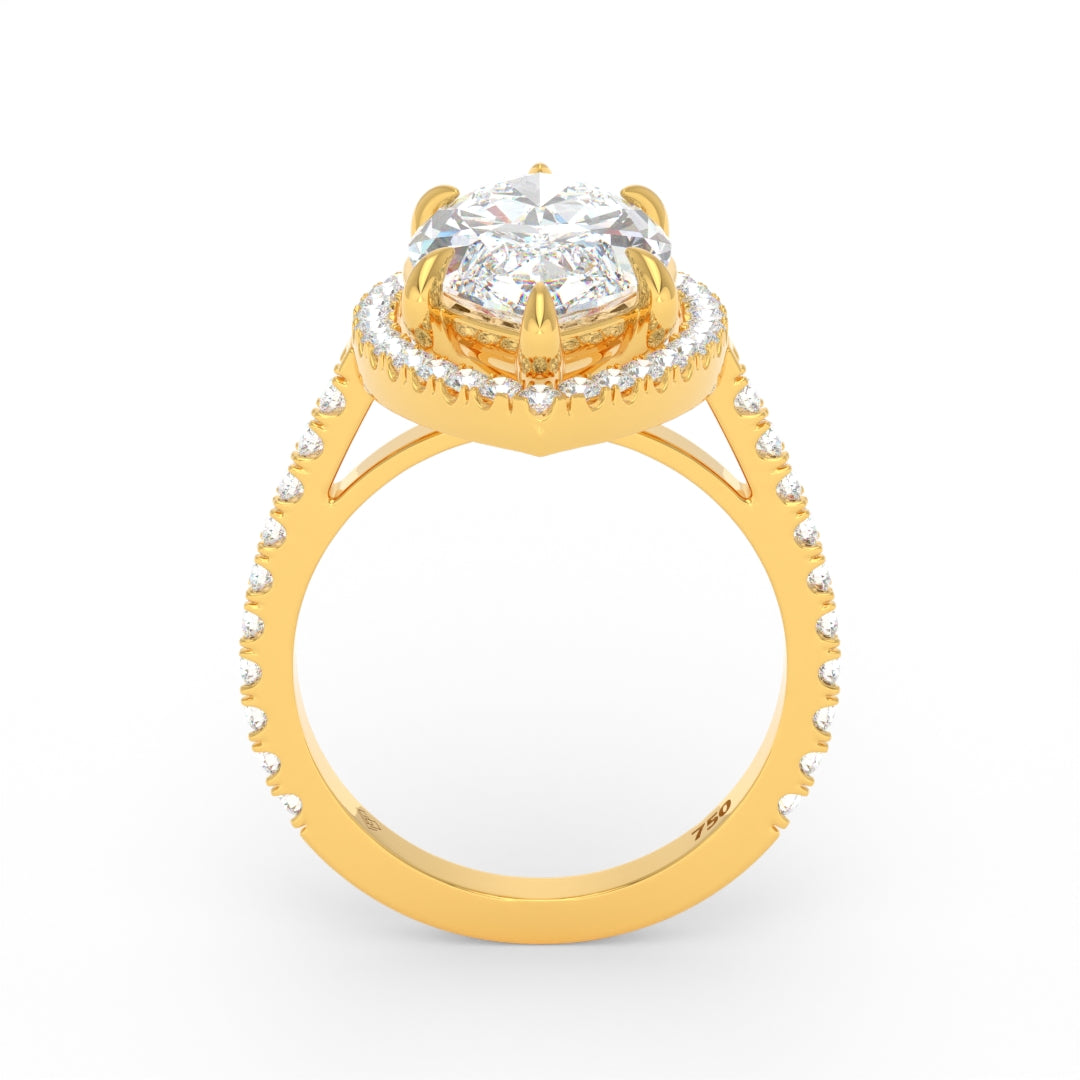 Bella Marquise Cut Diamond Engagement Ring with Diamond Halo & Diamond Band