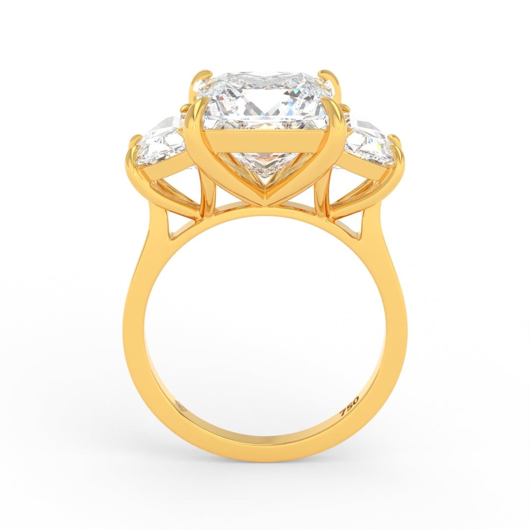 Kamala Princess Cut Diamond Engagement Ring with Half Moon Sides