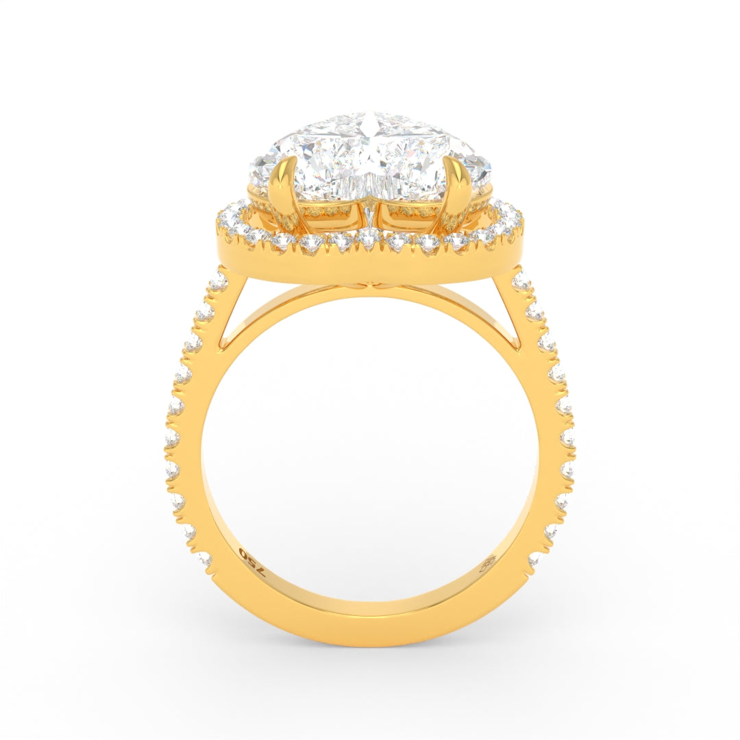 Bella Heart Cut Diamond Engagement Ring with Diamond Halo & Diamond Band