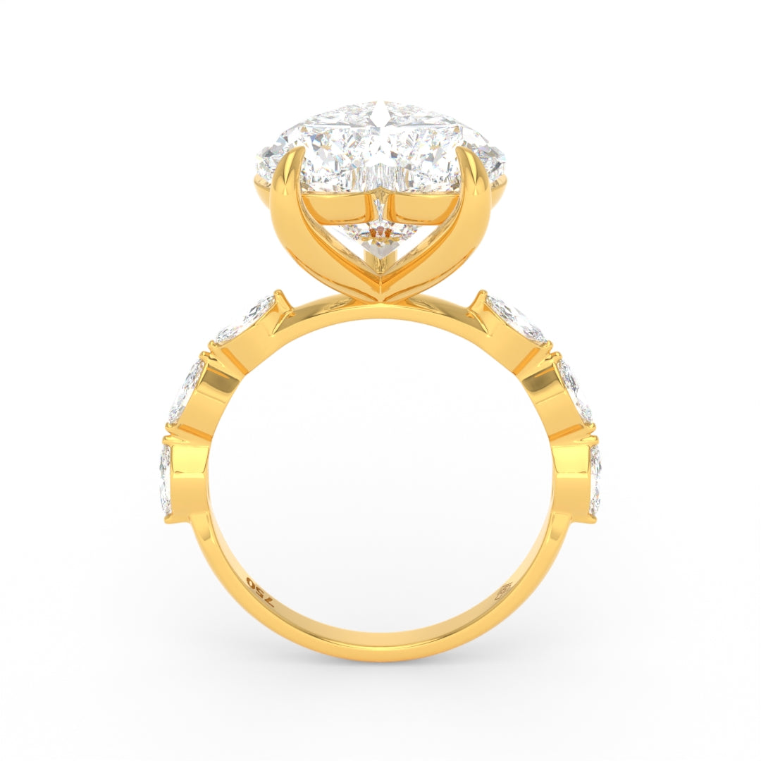 Kasandra Heart Cut Diamond Engagement RIng With A Marquise Cut Diamond Band