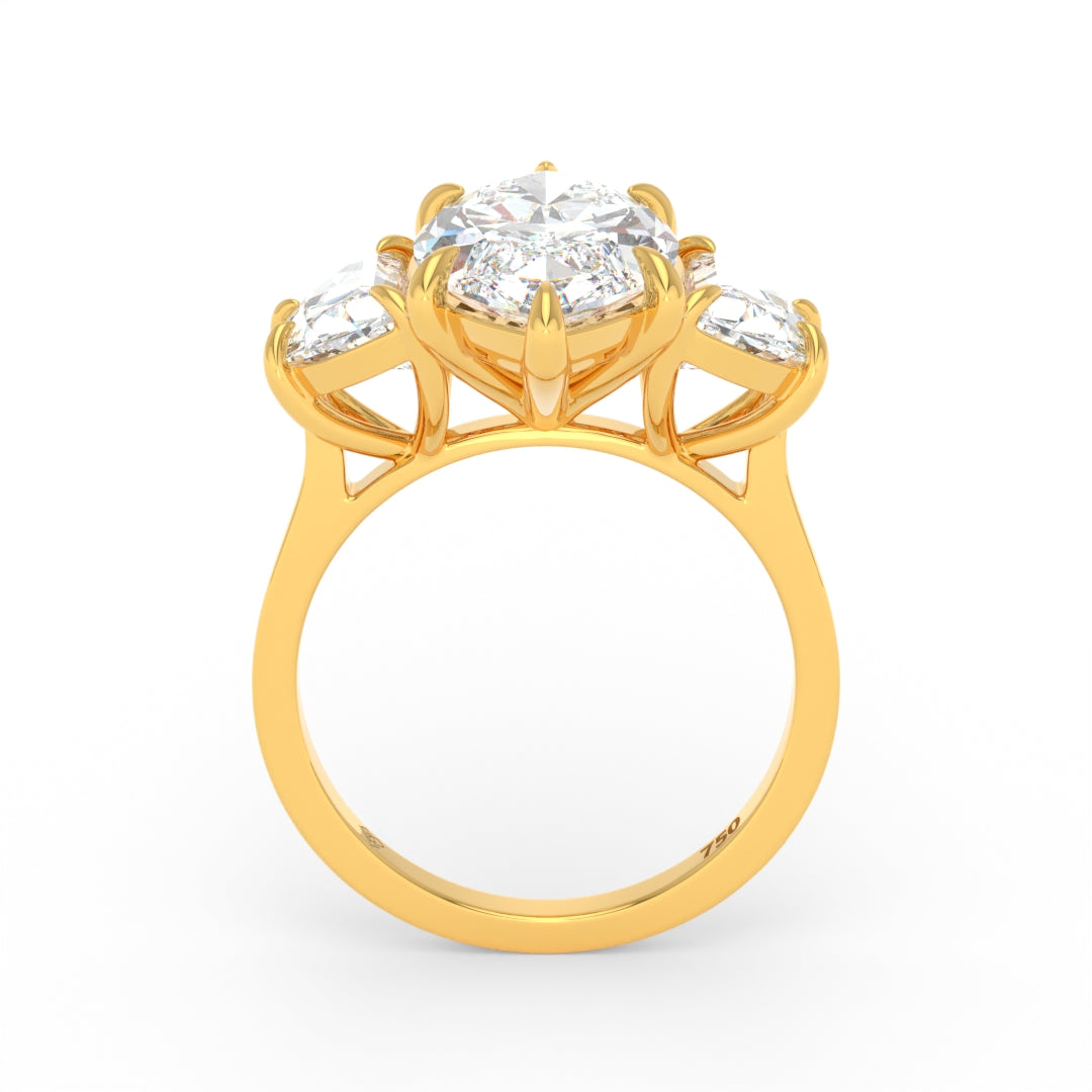 Kamala Marquise Cut Diamond Enagement Ring with Half Moon Cut Side Diamonds