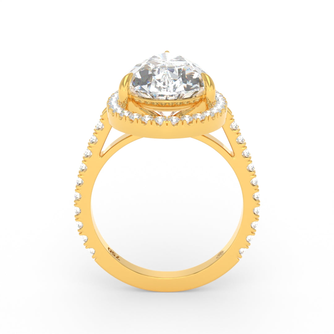 Bella Pear Cut Diamond Engagement Ring with Diamond Halo & Diamond Band
