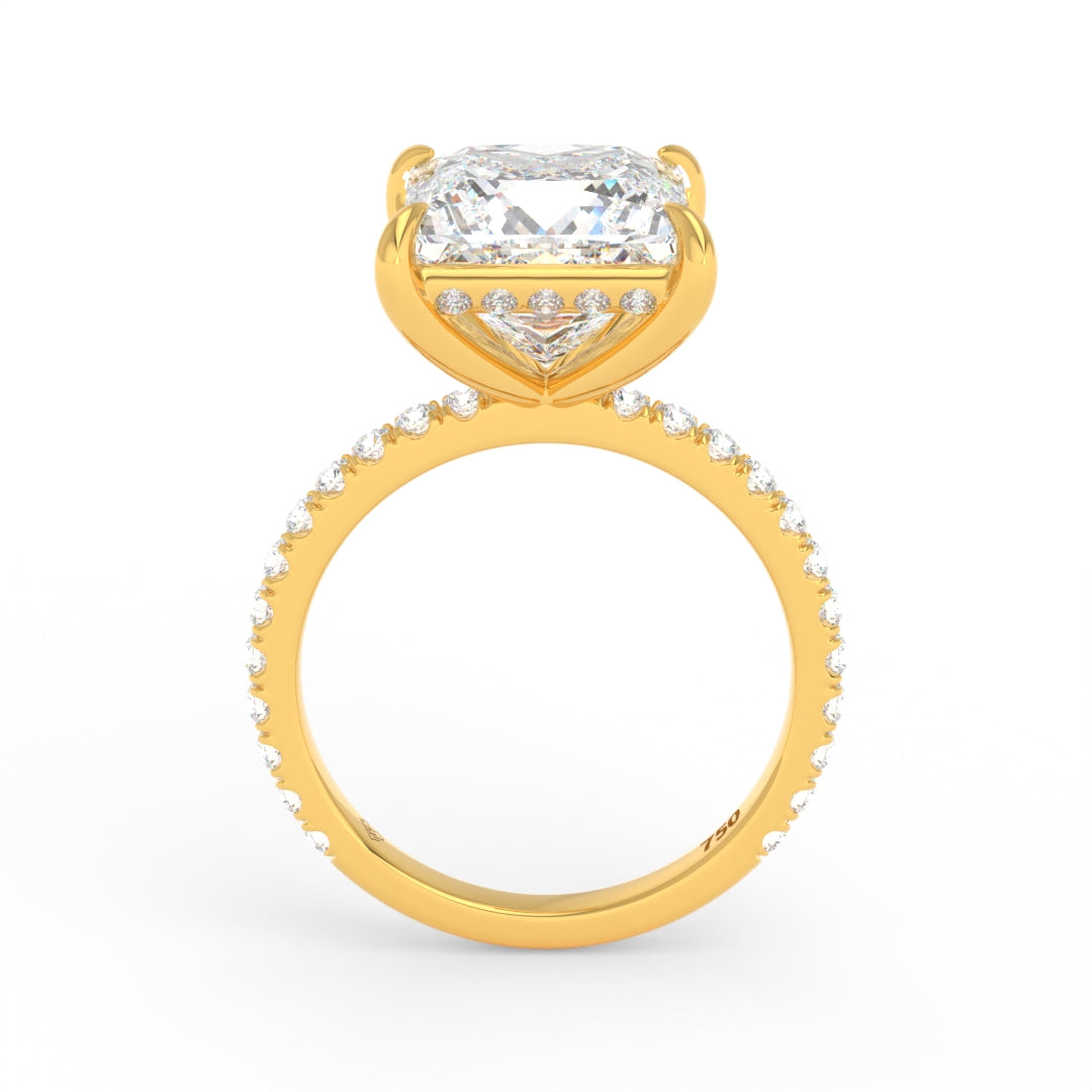 Chloé Princess Cut Diamond Engagement Ring with Diamond Hidden Halo and Diamond Band