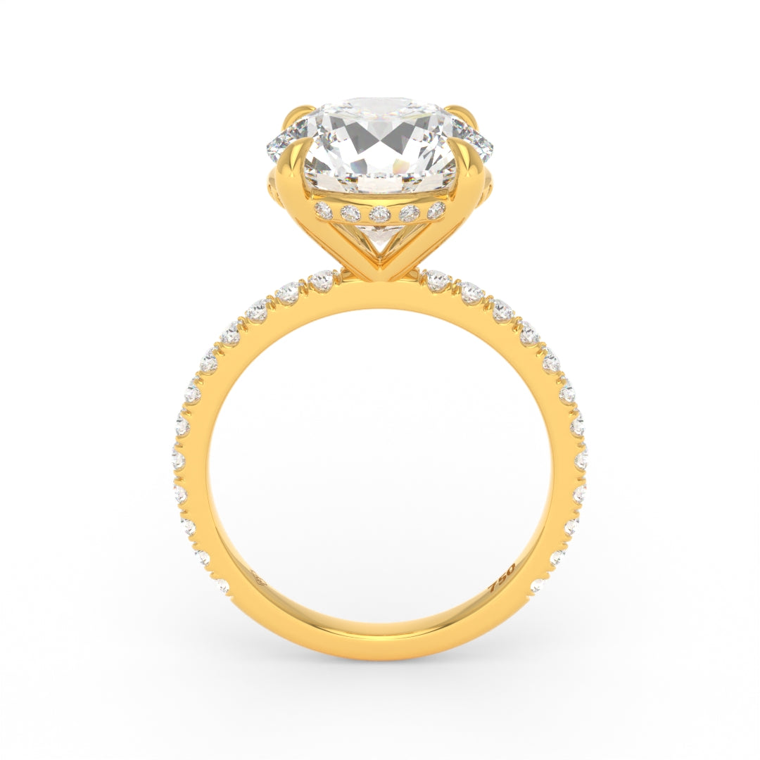Chloé Round Cut Diamond Engagement Ring with Diamond Hidden Halo and Diamond Band