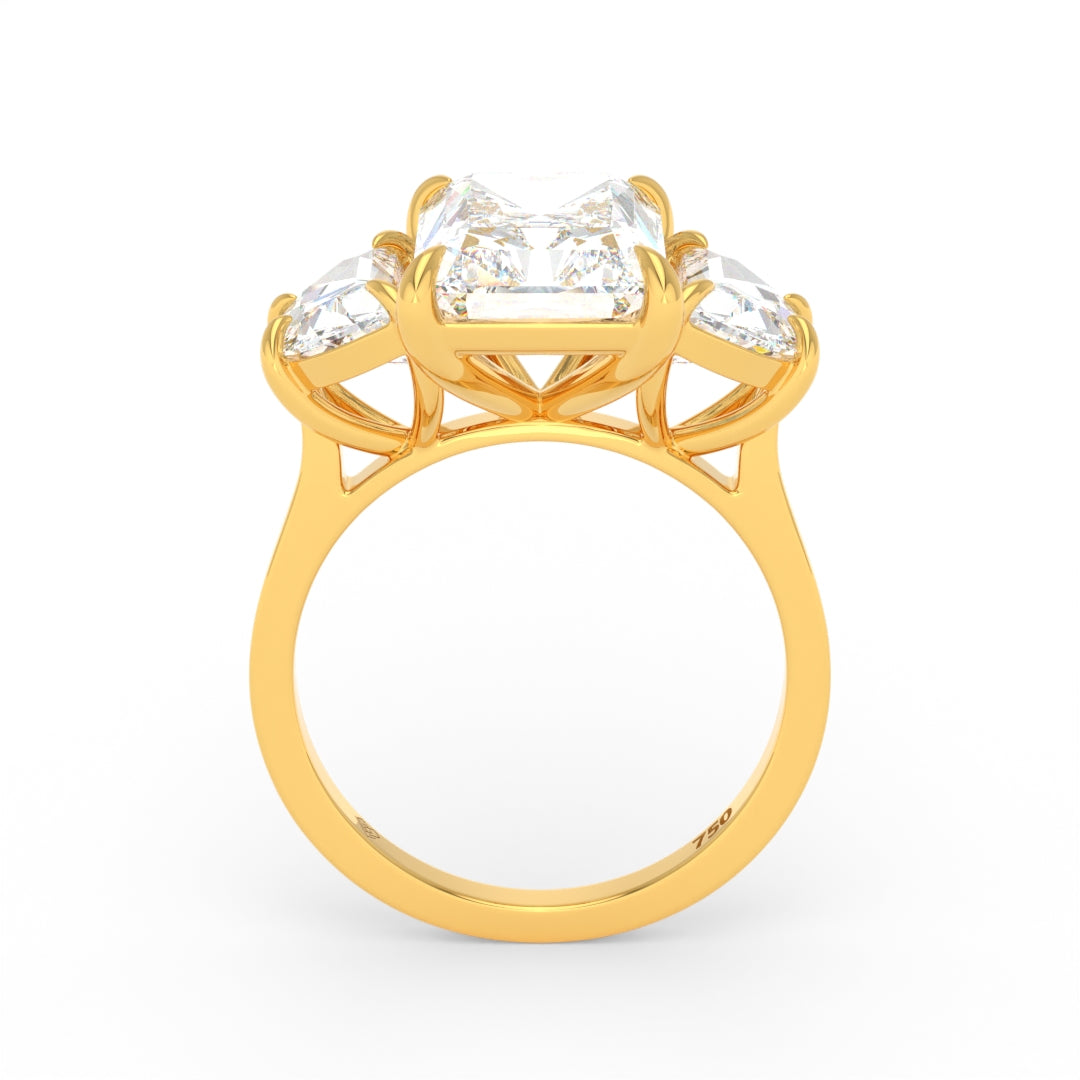 Kamala Radiant Cut Diamond Engagement Ring With Half Moon Cut Side Diamond