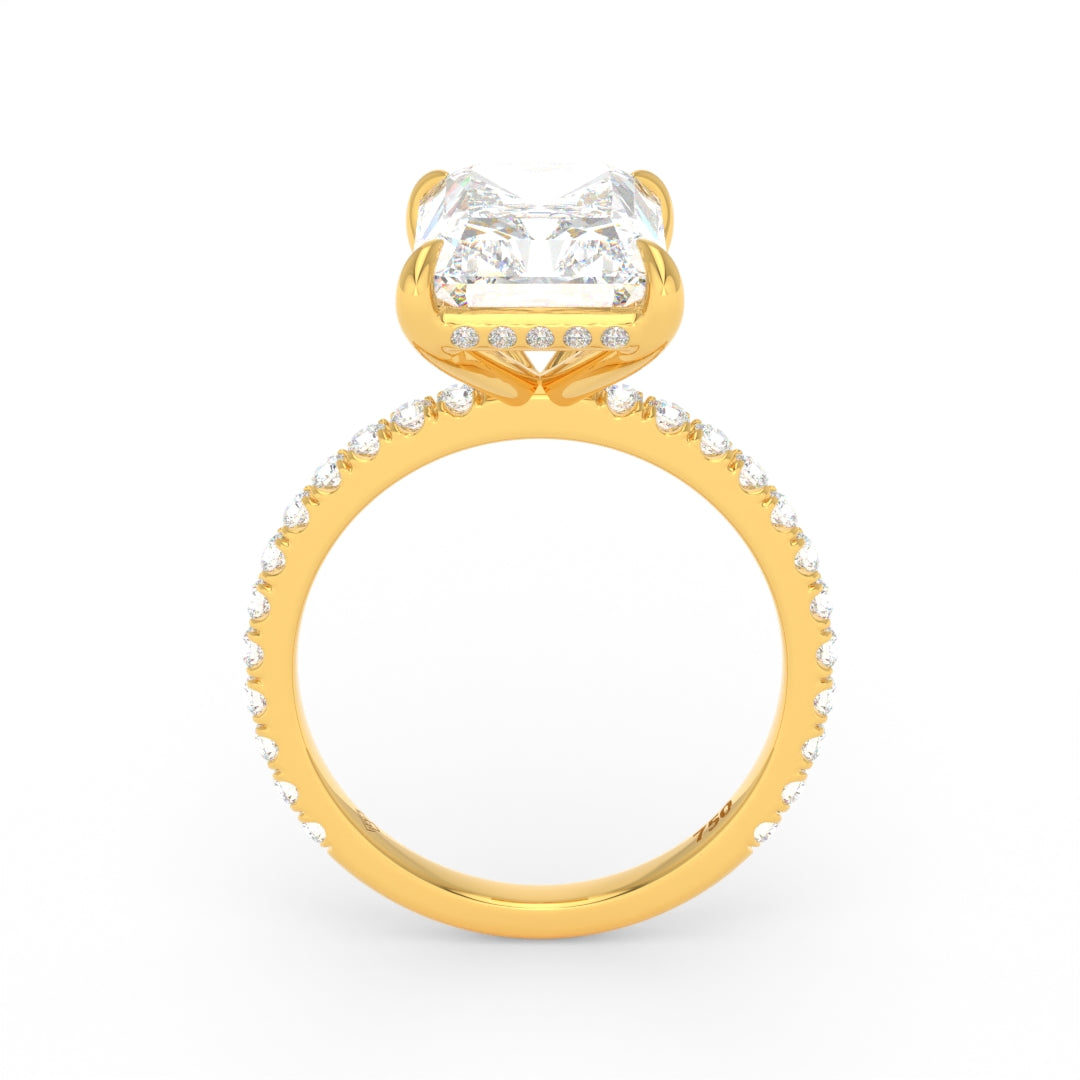 Chloé Radiant Cut Diamond Engagement Ring with Diamond Hidden Halo and Diamond Band