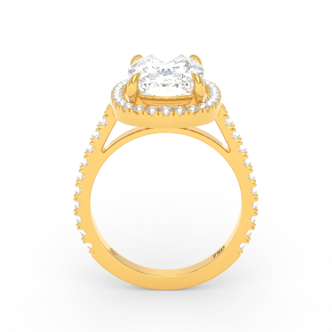 Bella Cushion Cut Diamond Engagement Ring with Diamond Halo & Diamond Band