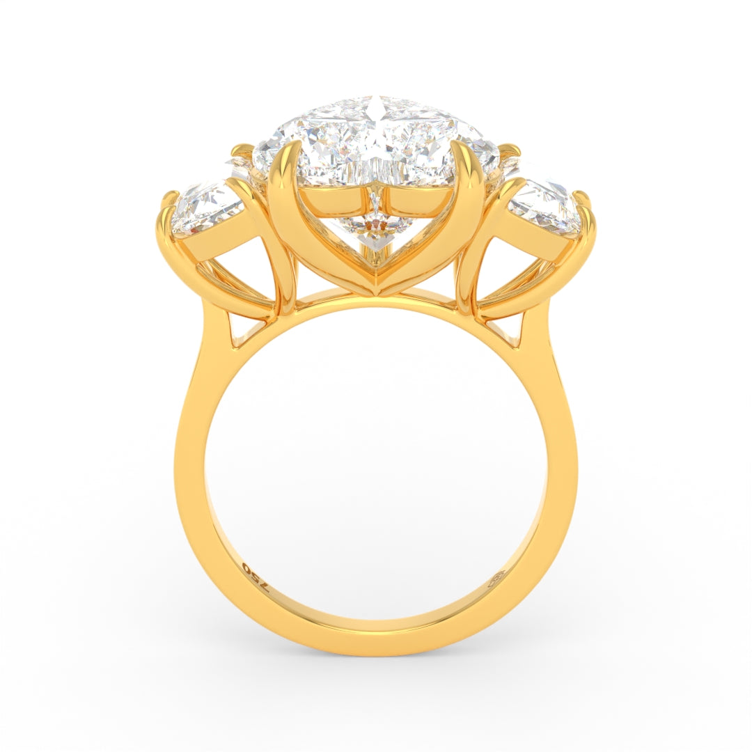 Kamala Heart Cut Diamond Engagement Ring with Half Moon Cut Side Diamonds