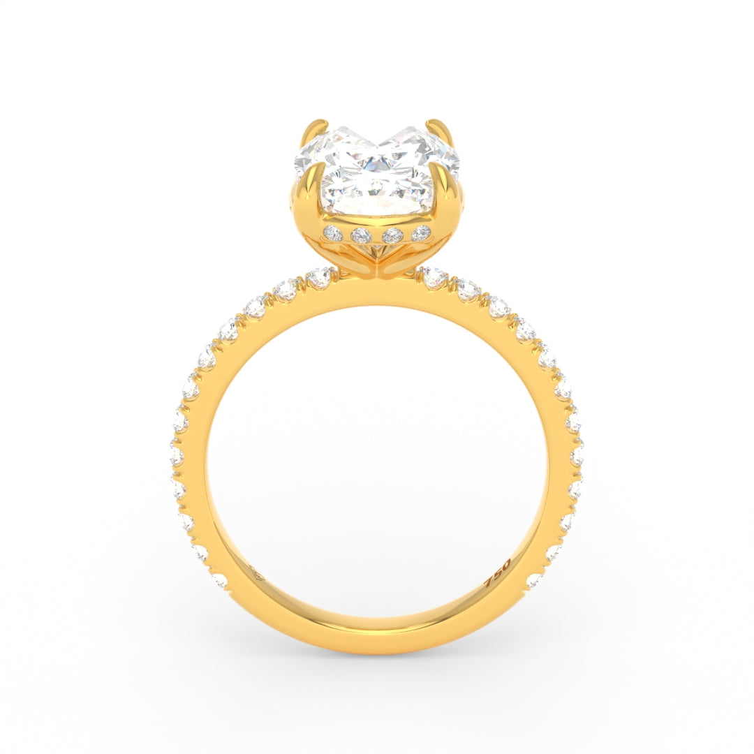 Chloé Cushion Cut Diamond Engagement Ring with Diamond Hidden Halo and Diamond Band