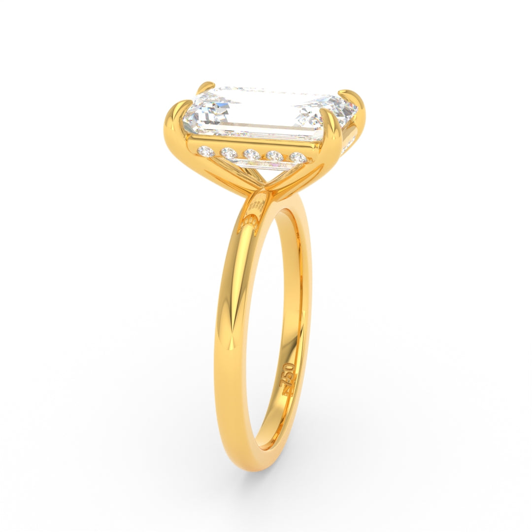 Léa Emerald Cut Diamond With Hidden Halo Engagement Ring