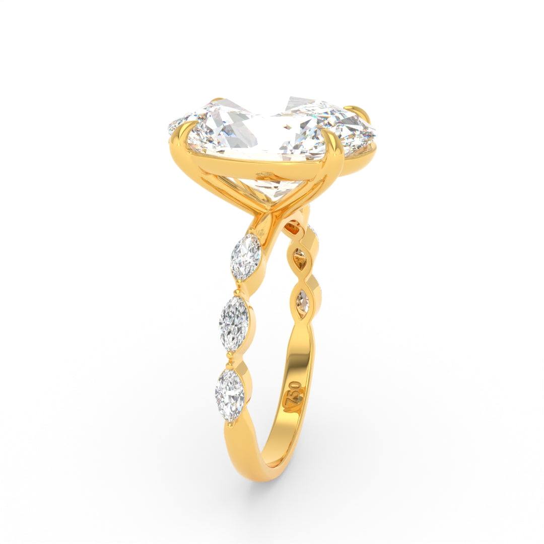 Kasandra Oval Cut Diamond Engagement Ring With A Marquise Cut Diamond Band