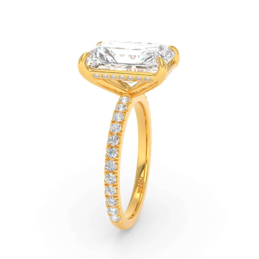 Chloé Radiant Cut Diamond Engagement Ring with Diamond Hidden Halo and Diamond Band