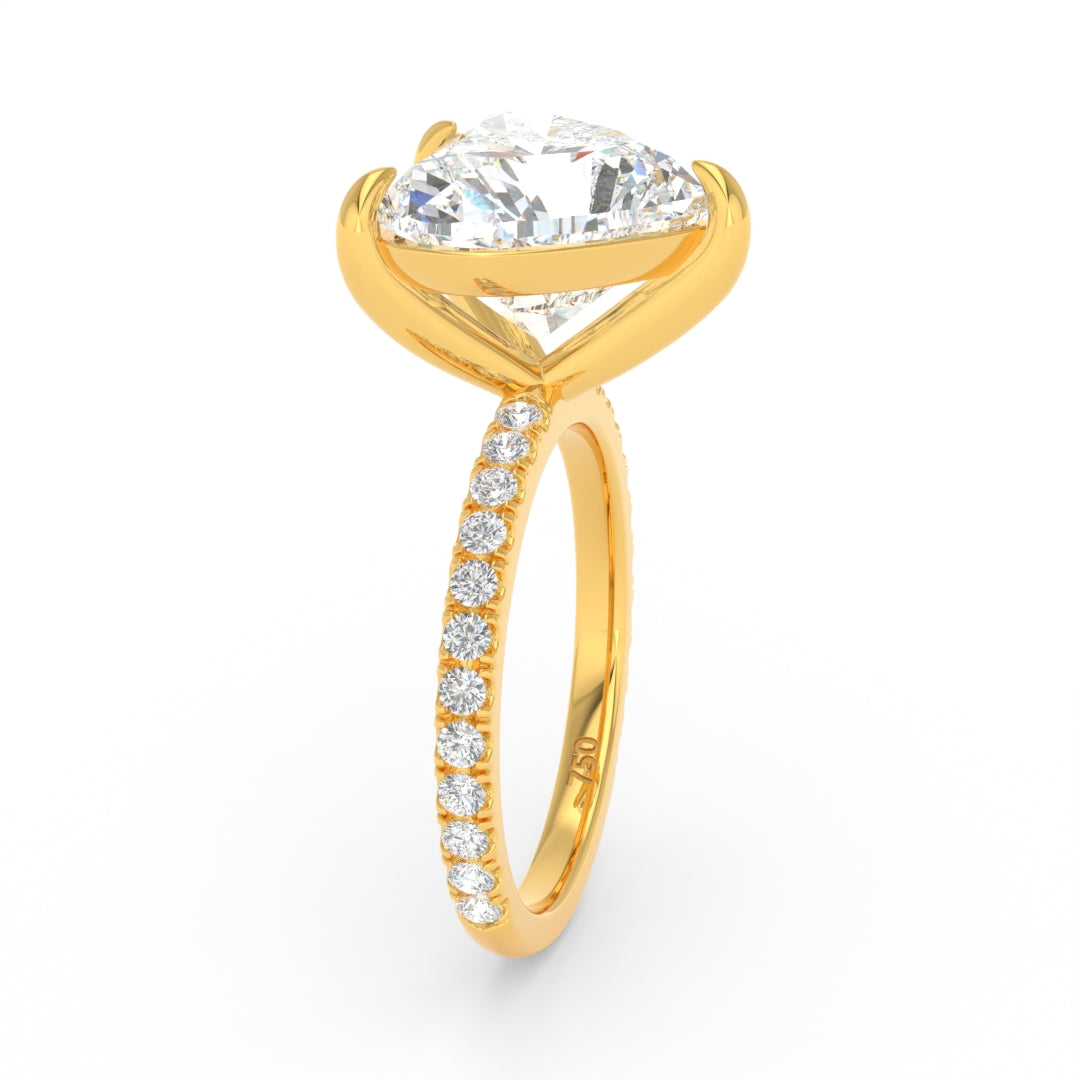 Abigail Heart With Diamond Band Engagement Ring