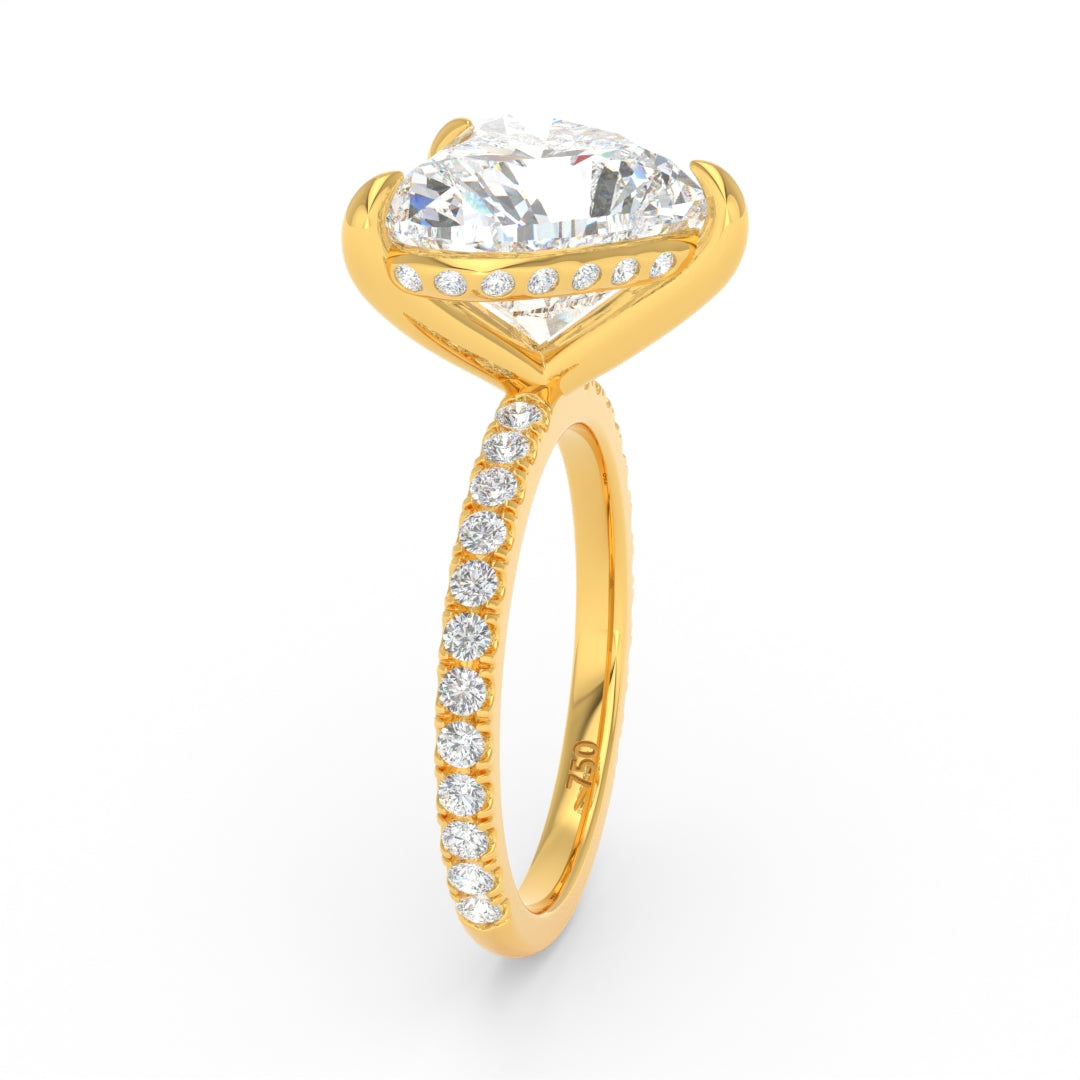 Chloé Heart Cut Diamond Engagement Ring with Diamond Hidden Halo and Diamond Band