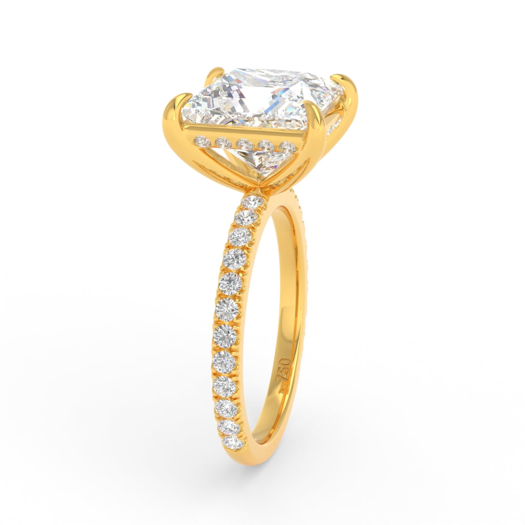 Chloé Princess Cut Diamond Engagement Ring with Diamond Hidden Halo and Diamond Band