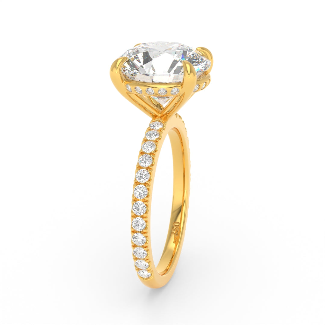 Chloé Round Cut Diamond Engagement Ring with Diamond Hidden Halo and Diamond Band