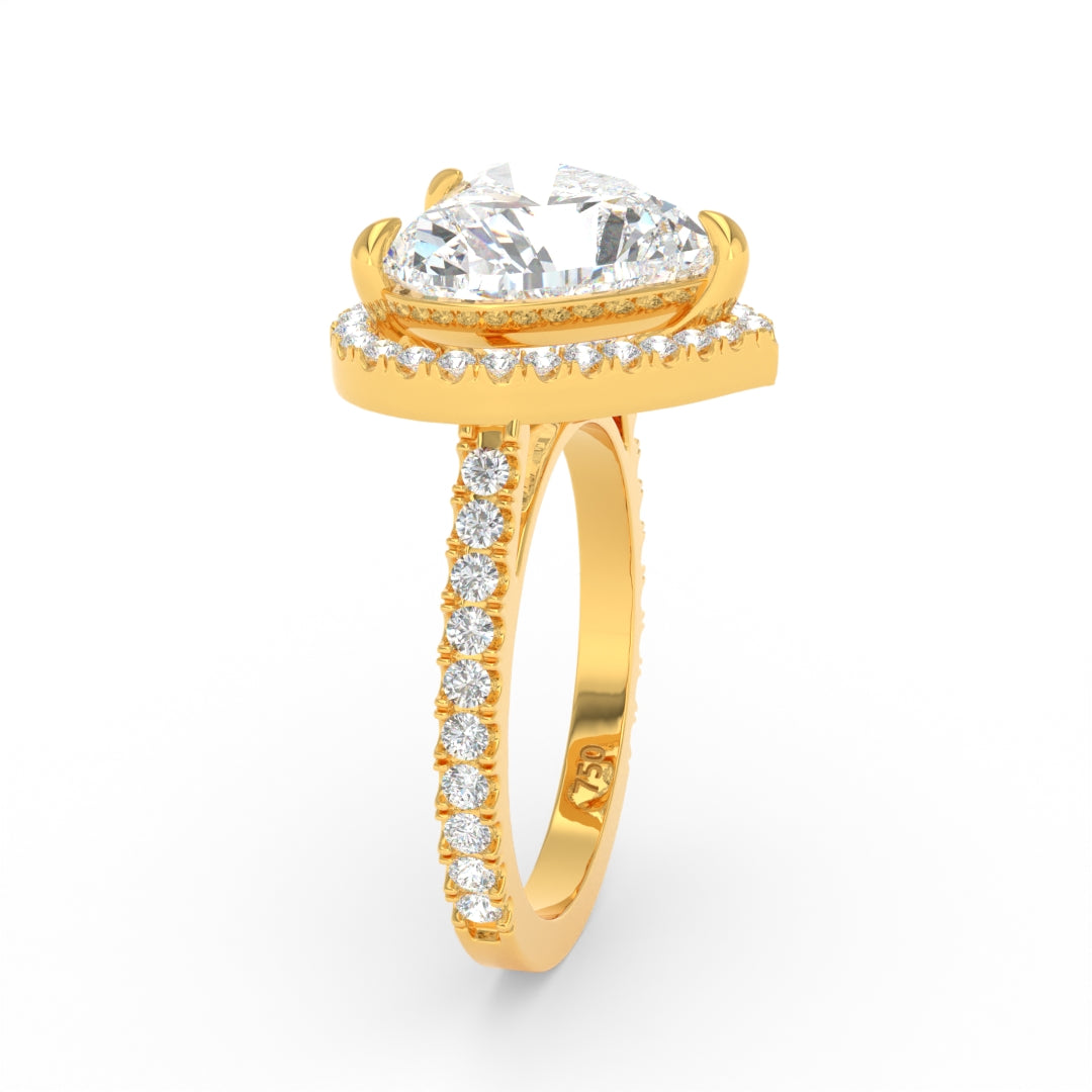 Bella Heart Cut Diamond Engagement Ring with Diamond Halo & Diamond Band