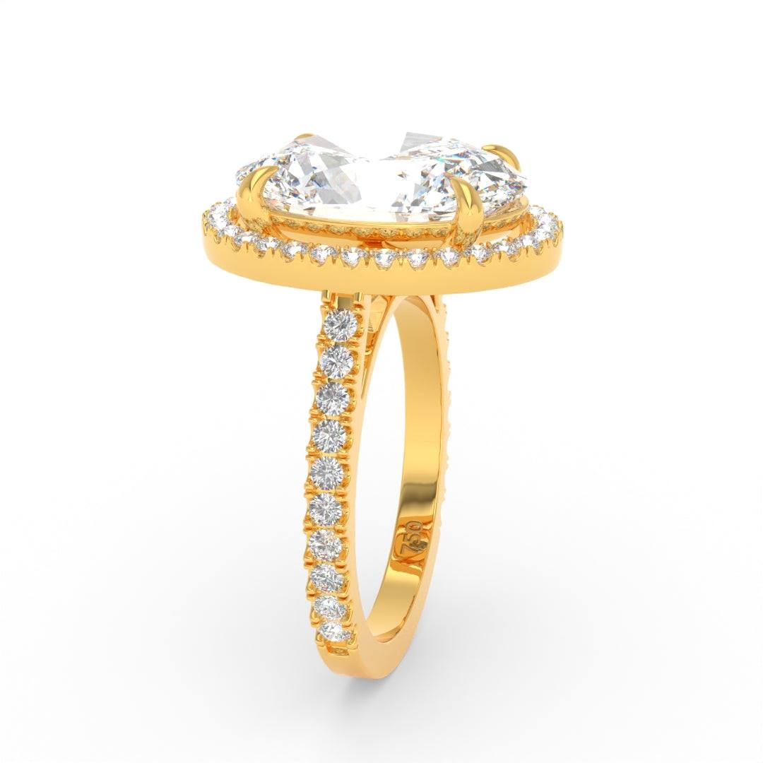 Bella Oval Cut Diamond Engagement Ring with Diamond Halo & Diamond Band