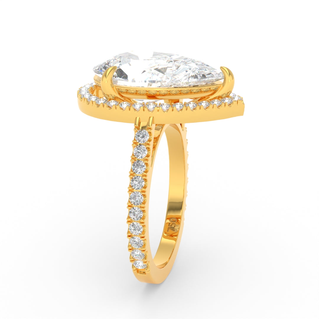 Bella Pear Cut Diamond Engagement Ring with Diamond Halo & Diamond Band