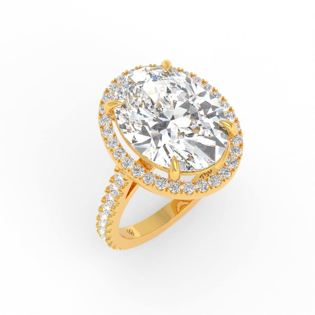 Bella Oval Cut Diamond Engagement Ring with Diamond Halo & Diamond Band