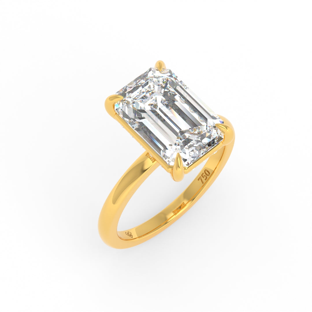 Léa Emerald Cut Diamond With Hidden Halo Engagement Ring