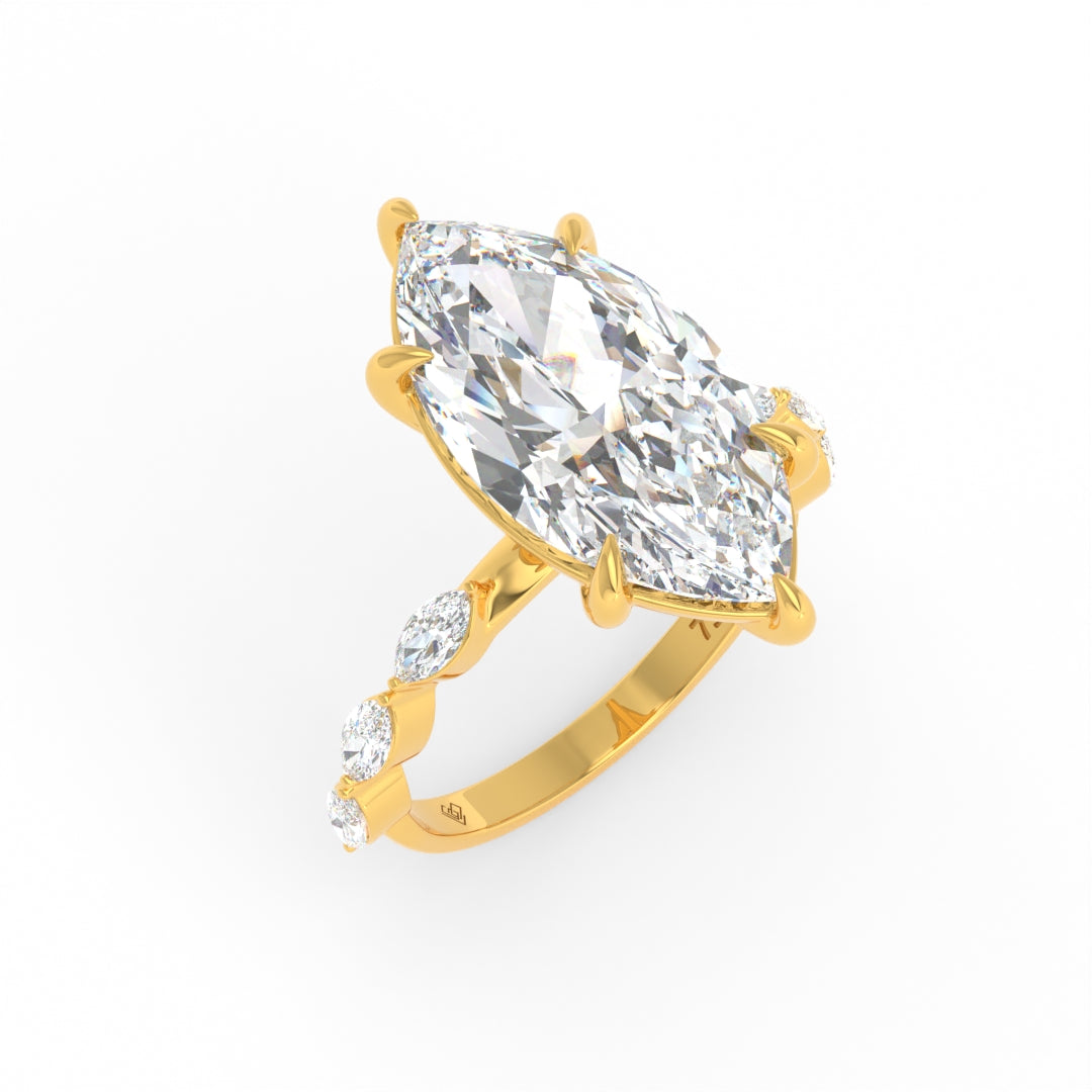 Kasandra Marquise Cut Diamond Engagement Ring With A Marquise Cut Diamond Band