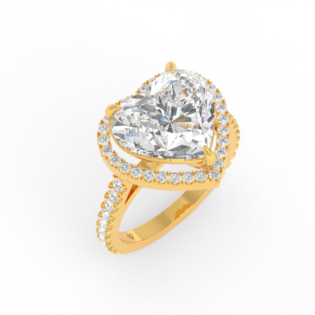Bella Heart Cut Diamond Engagement Ring with Diamond Halo & Diamond Band