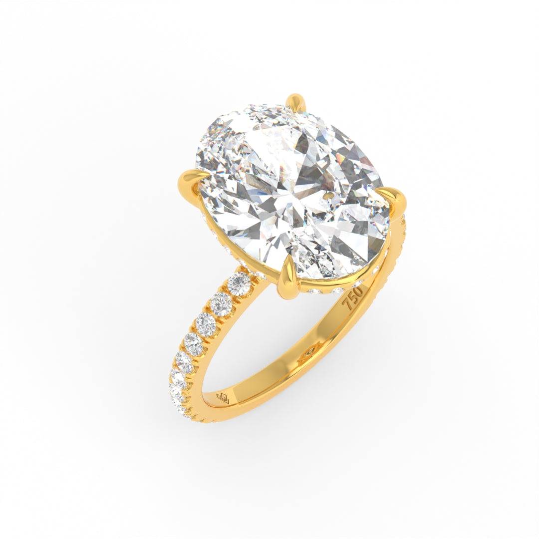 Chloé Oval Cut Diamond Engagement Ring with Diamond Hidden Halo and Diamond Band