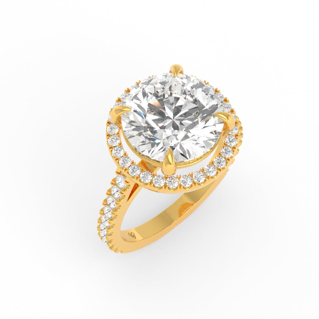 Bella Round Cut Diamond Engagement Ring with Diamond Halo & Diamond Band