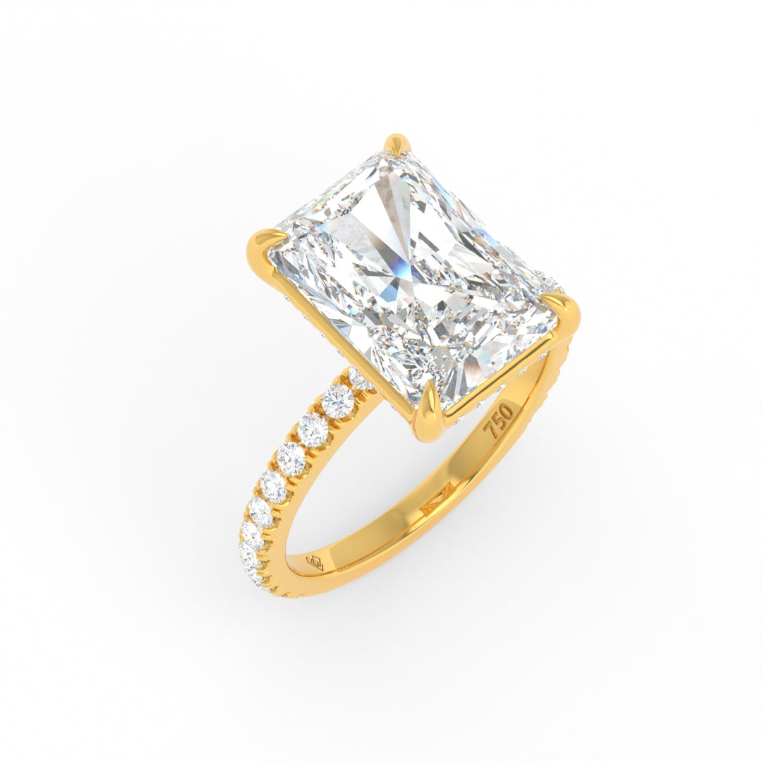 Chloé Radiant Cut Diamond Engagement Ring with Diamond Hidden Halo and Diamond Band